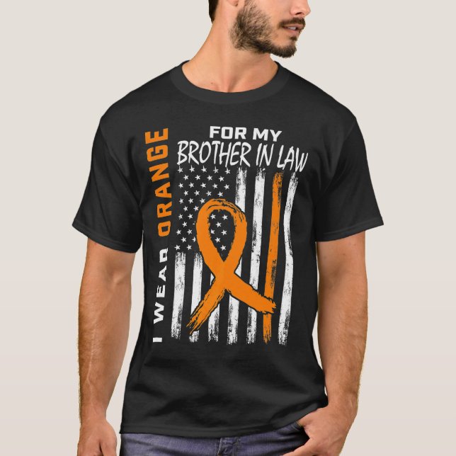 Orange för min bror i juridik Leukemi Awareness Fl T Shirt (Framsida)