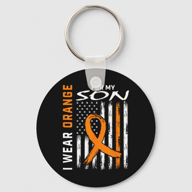 Orange för min son Leukemi Cancer Awareness U Nyckelring (Framsida)