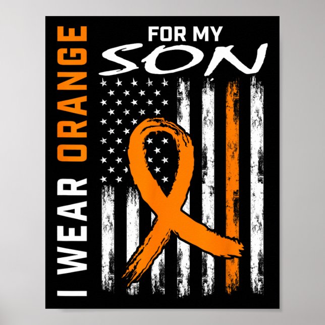 Orange för min son Leukemi Cancer Awareness U Poster (Framsidan)