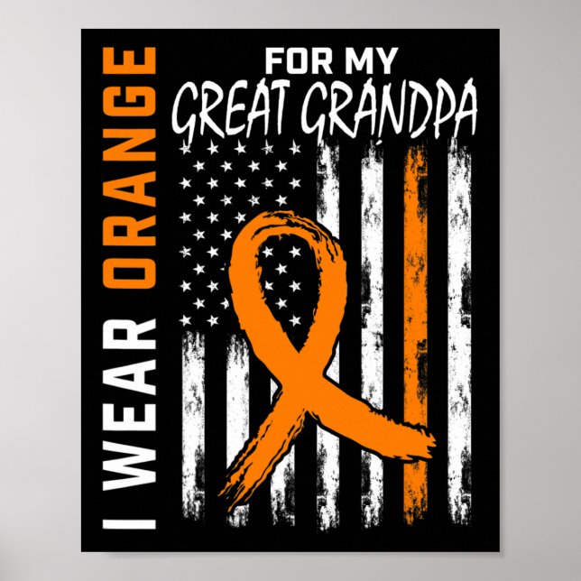 Orange för min Underbara farfar Leukemi Cancer Awa Poster (Framsidan)