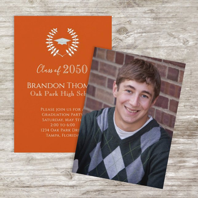Orange för Modern enkel Elegant i Photo Student Inbjudningar (Skapare uppladdad)