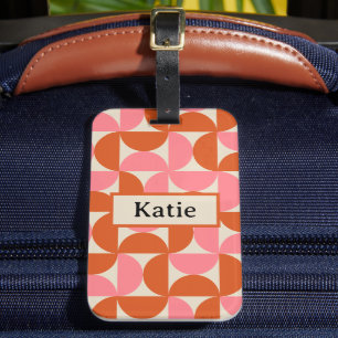Orange för modern geometrisk rosa i mitten av århu bagagebricka