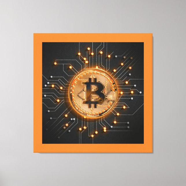 orange för modern kontorskryptering för BITCOIN-LO Canvastryck (Framsida)