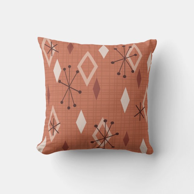 Orange för moderna diamanter i mitten av århundrad kudde (Framsida)