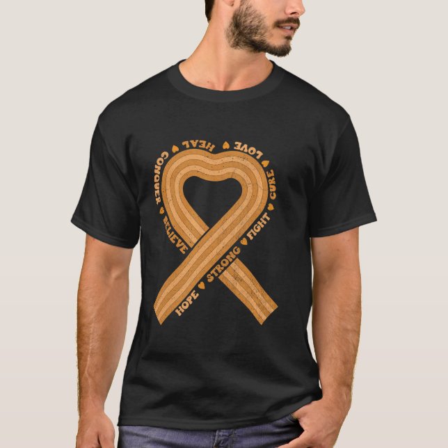 Orange för ökad medvetenhet om leukemi Ribbon Bloo T Shirt (Framsida)
