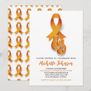 Orange för ökad medvetenhet om leukemi Ribbon Canc Inbjudningar
