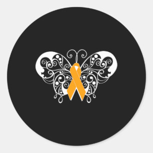 Orange för ökad medvetenhet om skleros Ribbon Butt Runt Klistermärke