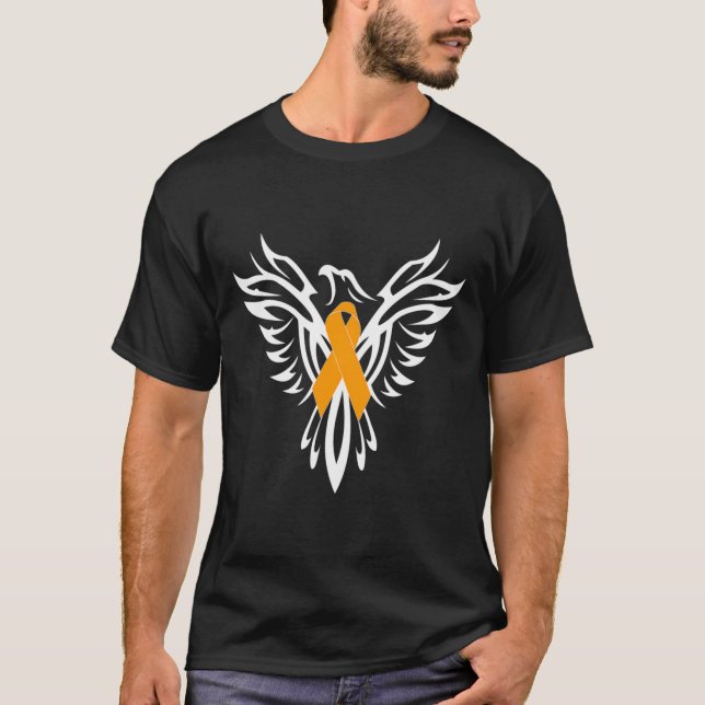 Orange för ökad medvetenhet om skleros Ribbon Phoe T Shirt (Framsida)