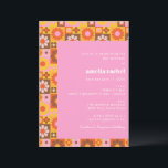 Orange för Rosa av Blommigt i Cute Retro Groovy Ba Inbjudningar<br><div class="desc">Bat mitzvah inbjudan till Cute Retro Groovy Blommigt Rosa  Orange</div>