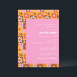 Orange för Rosa av Blommigt i Cute Retro Groovy Ba Inbjudningar<br><div class="desc">Bat mitzvah inbjudan till Cute Retro Groovy Blommigt Rosa  Orange</div>