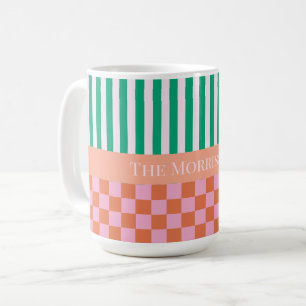 Orange för Rosa av färglöst Rand och Grönt Kaffemugg