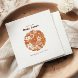 Orange för Rosa av Groovy Retro Blommigt  Baby Sho Pappersservett