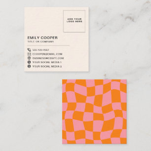 Orange för Rosa av Logotyp i Backup Checker- i Ret Fyrkantigt Visitkort