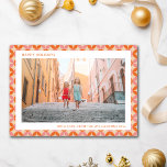 Orange för Rosa av Mod i mitten av århundradet, un Julkort<br><div class="desc">Orange för Rosa av Mod i mitten av århundradet Unikt två Helgdag för fotopulering</div>