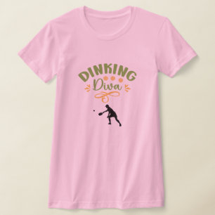 Orange för Rosa Grönt Dinking Diva Pickleball T Shirt