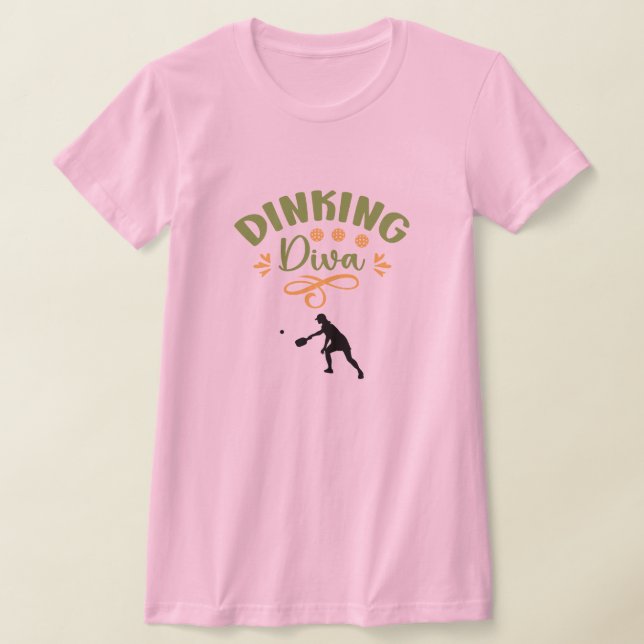Orange för Rosa Grönt Dinking Diva Pickleball T Shirt (Laydown)