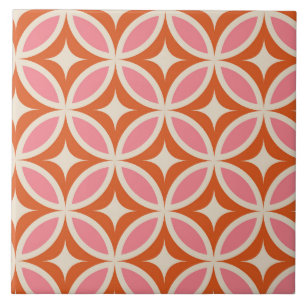 Orange för rosa i mönster med modern geometri kakelplatta