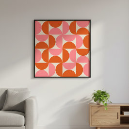 Orange för rosa i mönster med modern geometri poster