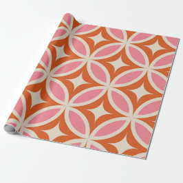 Orange för rosa i mönster med modern geometri presentpapper