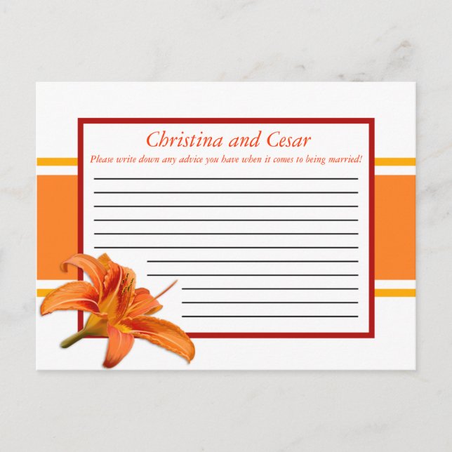 Orange för skrivskyddskort Tiger Lilly w/Rand Rådkort (Framsida)