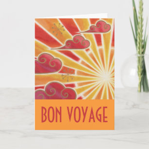 Orange för solnedgången "Bon Voyage"-kort Kort