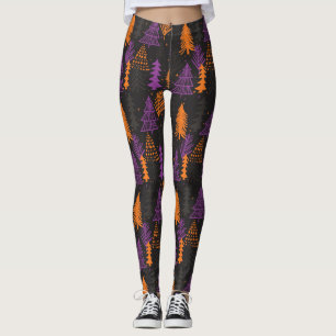 Orange för svart för Halloween vintergrön Leggings