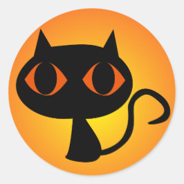 Orange för svart Kattunge, övertoning Runt Klistermärke