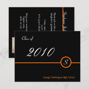 Orange- & för svartMonogramfoto inbjudan