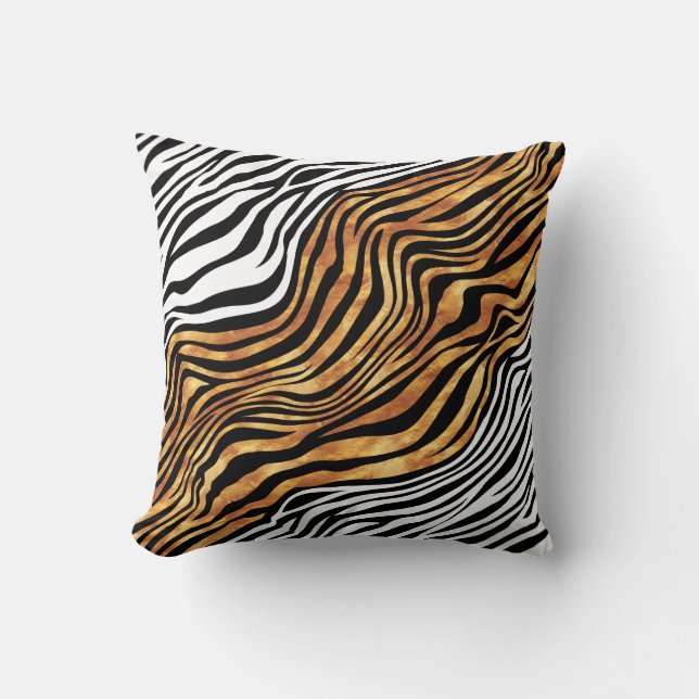 orange för svartvit Zebra ränder Kudde (Framsida)