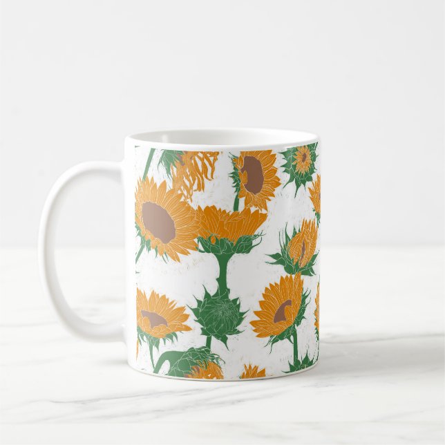 Orange för träblock Skriv ut solros Kaffemugg (Vänster)