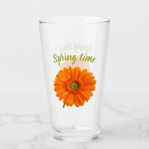 Orange för vårfilm Gerbera-blomma med text Glaskopp