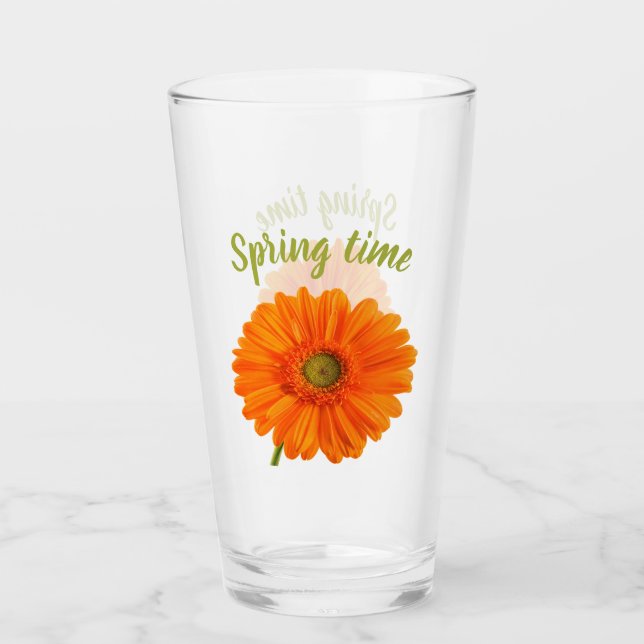 Orange för vårfilm Gerbera-blomma med text Glaskopp (Framsida)