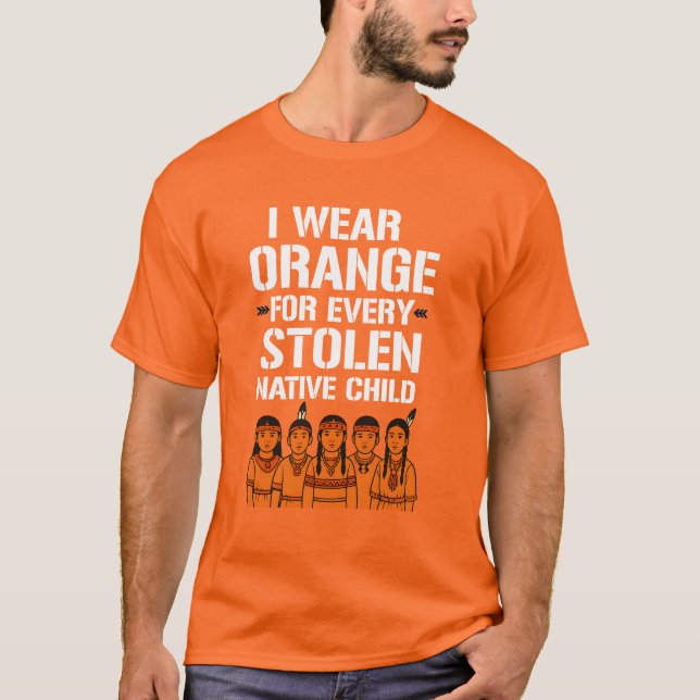 Orange för varje infödd enhet för barn i Amerika T Shirt (Framsida)