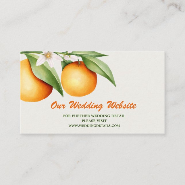 Orange för vattenfärg Frukt Botaniskt Bröllop webb Tilläggskort (Framsida)