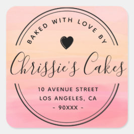 orange för vattenfärg, homebakad skriptskrivning fyrkantigt klistermärke