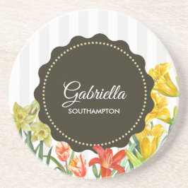 Orange för vattenfärgsGult Vår blommor Underlägg