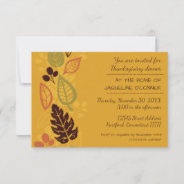 Orange Formella Löv-3x5 Thanksgiving Middag Inbjud Inbjudningar