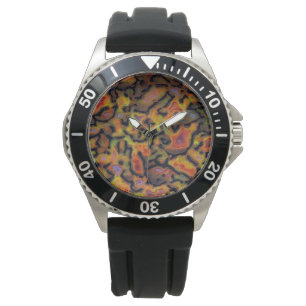 Orange fossiliserat dinosaurieben armbandsur