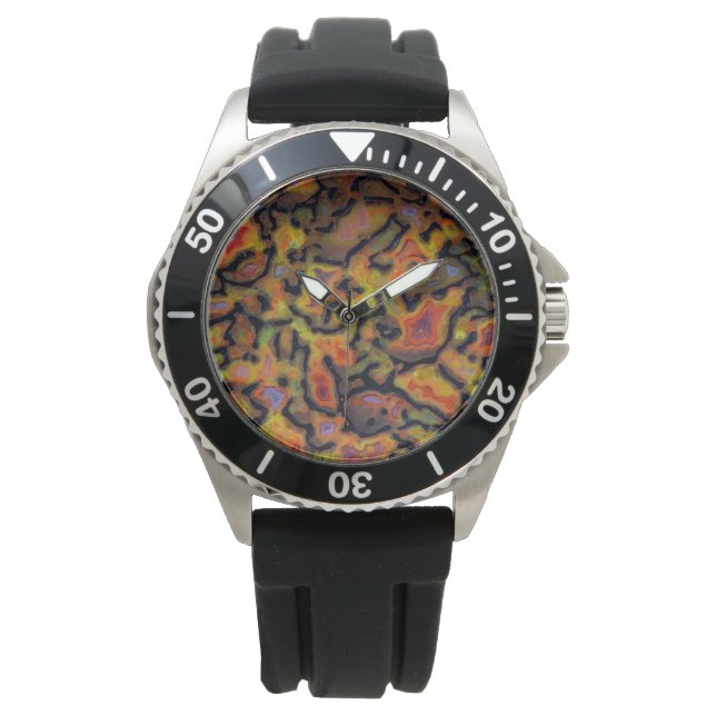 Orange fossiliserat dinosaurieben armbandsur (Framsida)