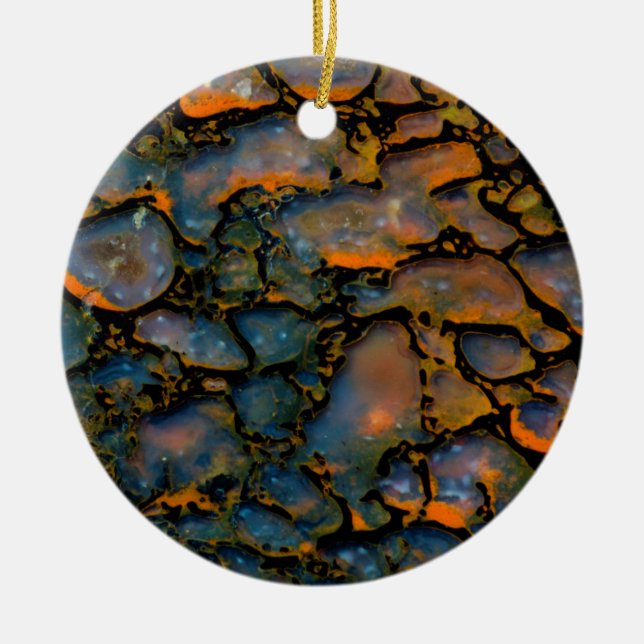 Orange fossiliserat dinosaurieben julgransprydnad keramik (Framsidan)