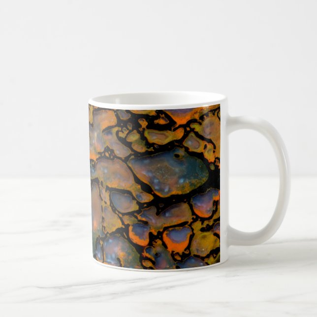 Orange fossiliserat dinosaurieben kaffemugg (Höger)