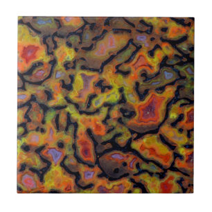 Orange fossiliserat dinosaurieben kakelplatta