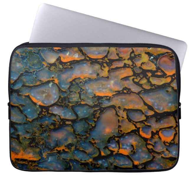 Orange fossiliserat dinosaurieben laptop sleeve (Framsidan)