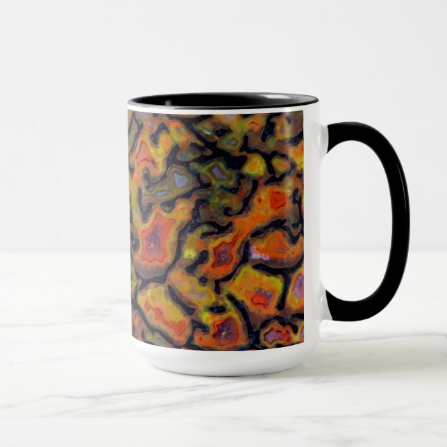 Orange fossiliserat dinosaurieben mugg (Höger)