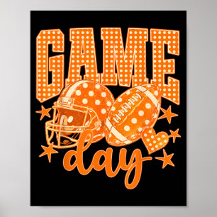 Orange fotbollsmatch dag polka prick touchdown poster