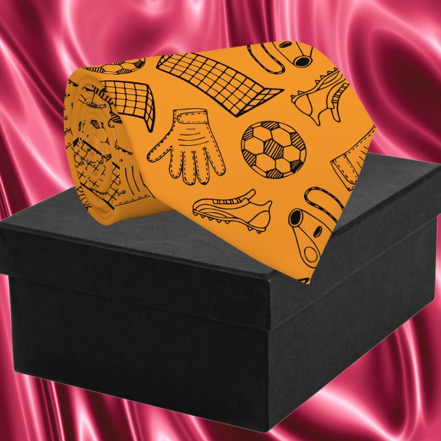Orange fotbollsutrustning Mönster Slips (Orange Soccer Equipment Pattern Neck Tie)