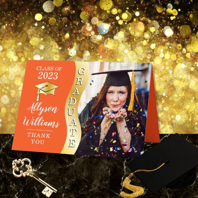 Orange | Foto av Wave Grad Cap från Guld Student Tack Kort (Skapare uppladdad)