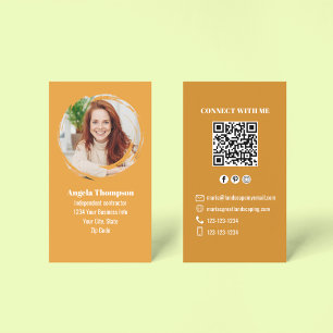 Orange Foto QR-kod Kontakta Mig Företag Visitkort