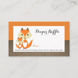 Orange Fox Burlap Baby Shower Raffle Biljett Tilläggskort