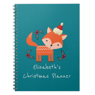 Orange Fox i jultomtens julplaner Anteckningsbok Med Spiral